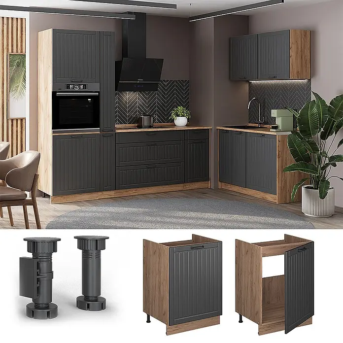 Spülenunterschrank Fame-Line 60 cm Dunkelgrau Art.-Nr. 63384 - 