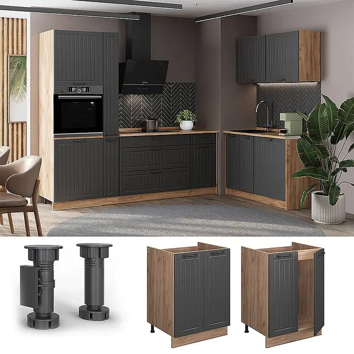 Spülenunterschrank Fame-Line 60 cm Dunkelgrau Art.-Nr. 65230 - 