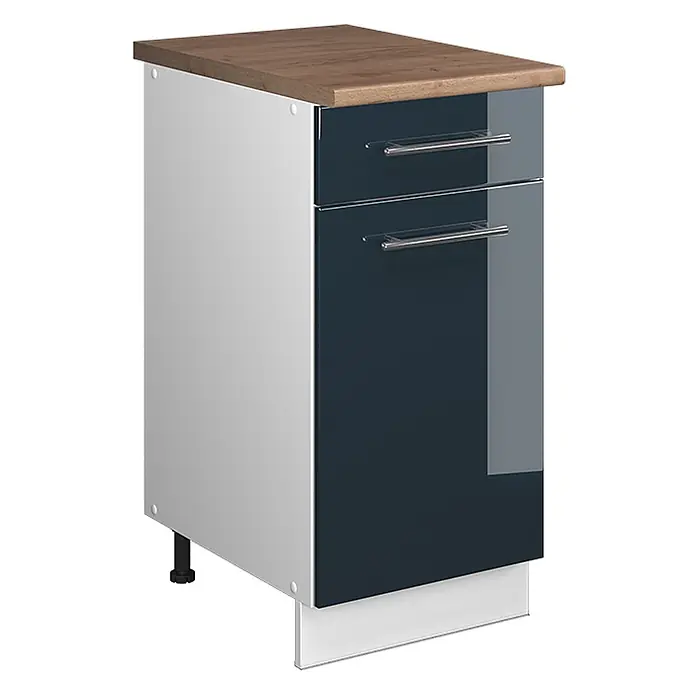 Küchenunterschrank Fame-Line 40 cm Dunkelblau Hochglanz Art.-Nr. 60926 - 