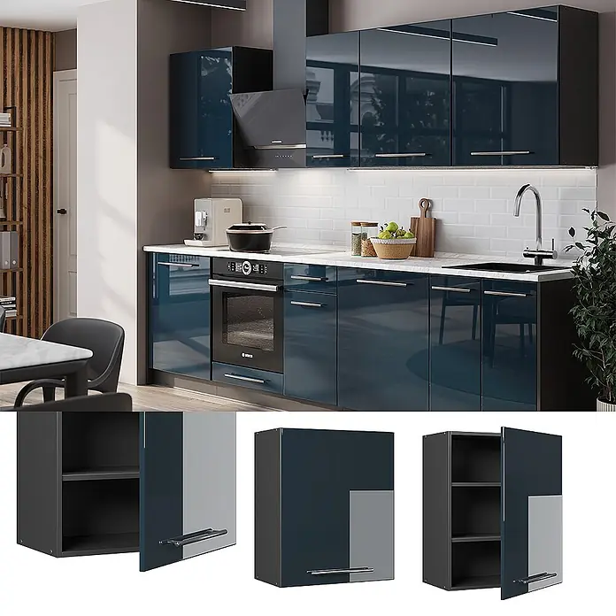 Hängeschrank Fame-Line 60 cm Dunkelblau Hochglanz Art.-Nr. 62848 - 
