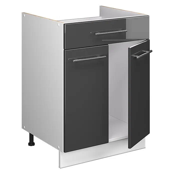 Küchenunterschrank Fame-Line 60 cm Anthrazit Hochglanz Art.-Nr. 60948 - 