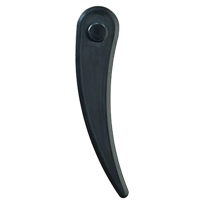 Bosch Kunststoffmesser - Passend für: ART 26-18 Li - Nahaufnahme einer gebogenen, schwarzen Kunststoffklinge mit einer runden Nabe. Ideal für Gartengeräte und Rasentrimmer.