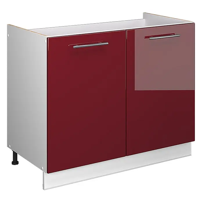 Spülenunterschrank Fame-Line 100 cm Bordeaux Hochglanz Art.-Nr. 61592 - 