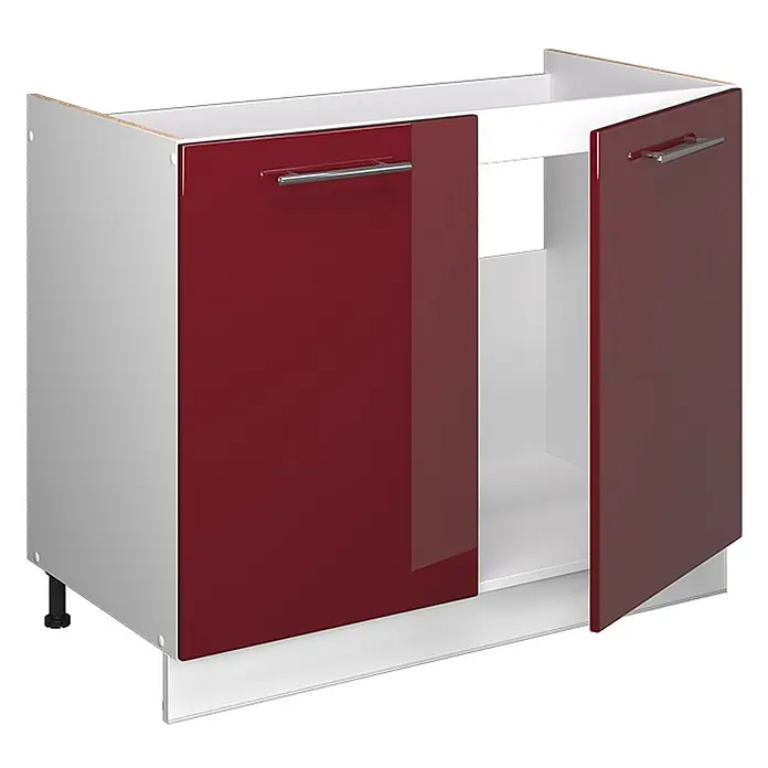 Spülenunterschrank Fame-Line 100 cm Bordeaux Hochglanz Art.-Nr. 61917 - 