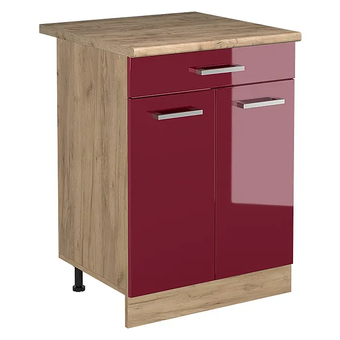 Küchenunterschrank R-Line 60 cm Rot Hochglanz Art.-Nr. 61203 - 