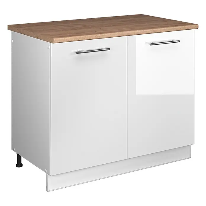 Spülenunterschrank Fame-Line 100 cm Weiß Hochglanz Art.-Nr. 61921 - 