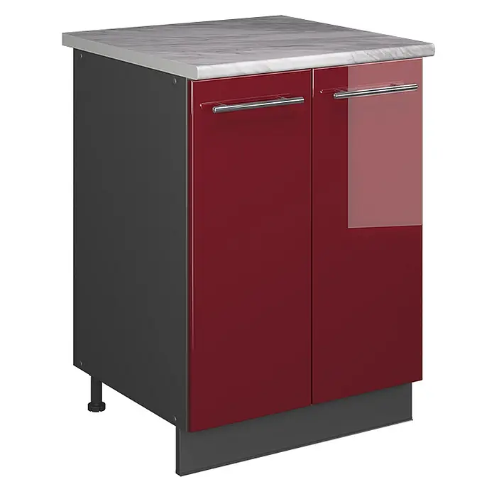 Spülenunterschrank Fame-Line 60 cm Bordeaux Hochglanz Art.-Nr. 65264 - 