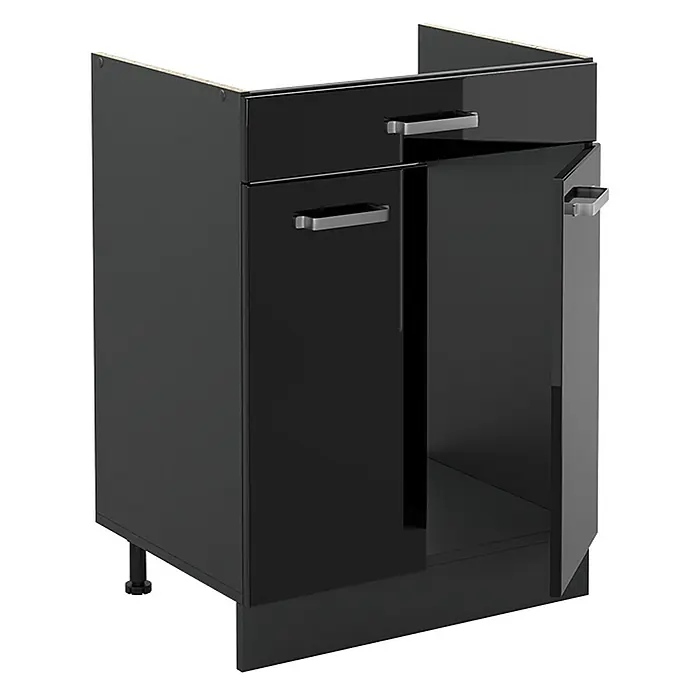 Küchenunterschrank R-Line 60 cm Schwarz Hochglanz Art.-Nr. 61127 - 