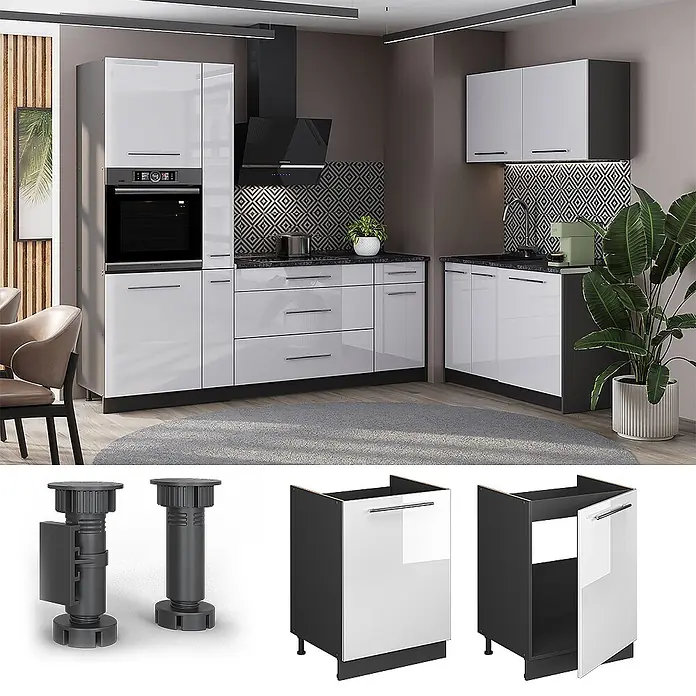 Spülenunterschrank Fame-Line 60 cm Weiß Hochglanz Art.-Nr. 63435 - 