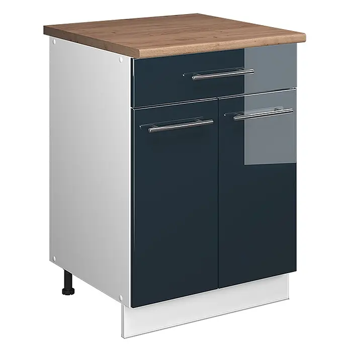 Küchenunterschrank Fame-Line 60 cm Dunkelblau Hochglanz Art.-Nr. 60979 - 