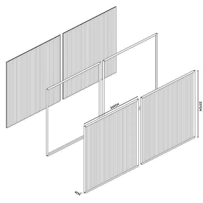 Weide Sichtschutzwand WPC/Alu 2,65 m x 4 cm x H 236 cm Weiss/Anthrazit - 
