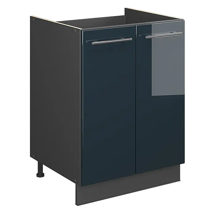 Spülenunterschrank Fame-Line 60 cm Dunkelblau Hochglanz Art.-Nr. 65276 - 