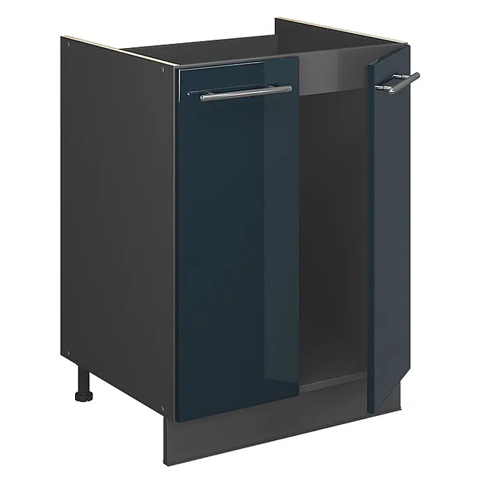 Spülenunterschrank Fame-Line 60 cm Dunkelblau Hochglanz Art.-Nr. 65276 - 