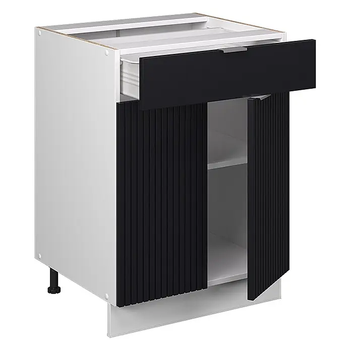 Küchenunterschrank Fame-Line 60 cm Schwarz gestreift Art.-Nr. 60986 - 