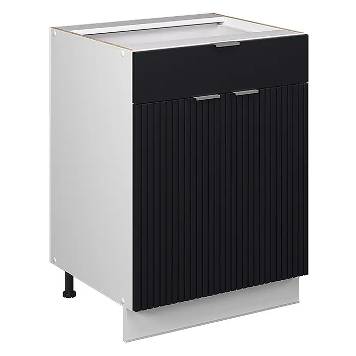 Küchenunterschrank Fame-Line 60 cm Schwarz gestreift Art.-Nr. 60986 - 