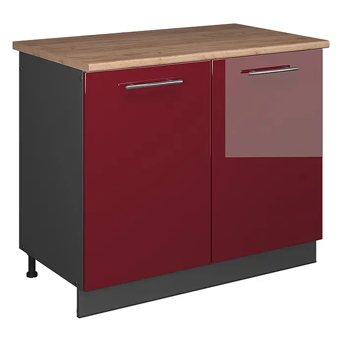 Spülenunterschrank Fame-Line 100 cm Bordeaux Hochglanz Art.-Nr. 61945 - 