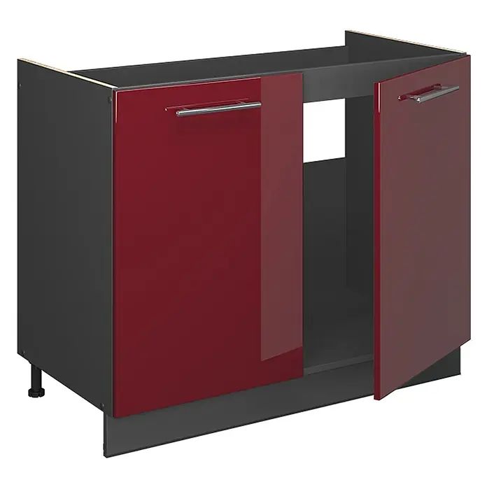 Spülenunterschrank Fame-Line 100 cm Bordeaux Hochglanz Art.-Nr. 61944 - 