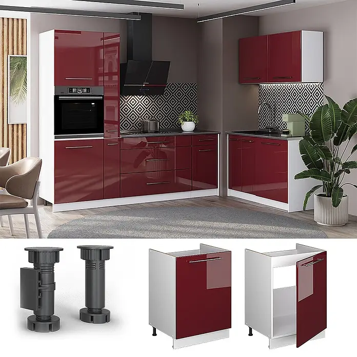 Spülenunterschrank Fame-Line 60 cm Bordeaux Hochglanz Art.-Nr. 62190 - 