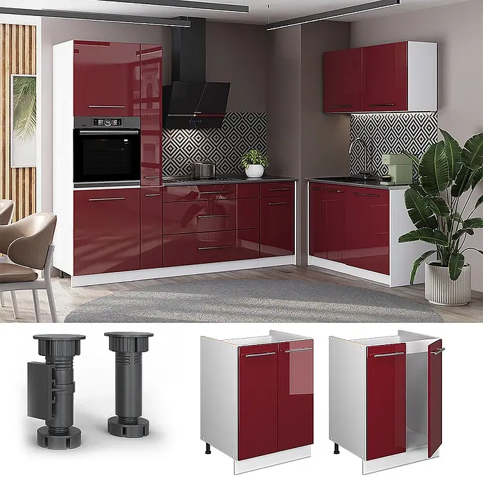 Spülenunterschrank Fame-Line 60 cm Bordeaux Hochglanz Art.-Nr. 65083 - 