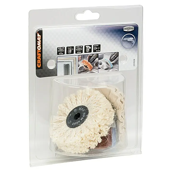 Craftomat Set de muelas para pulir - 5 pzs., Específico para: Portabrocas - Un juego de accesorios de pulido Craftomat para taladros. Ideal para pulir diversas superficies y materiales.
