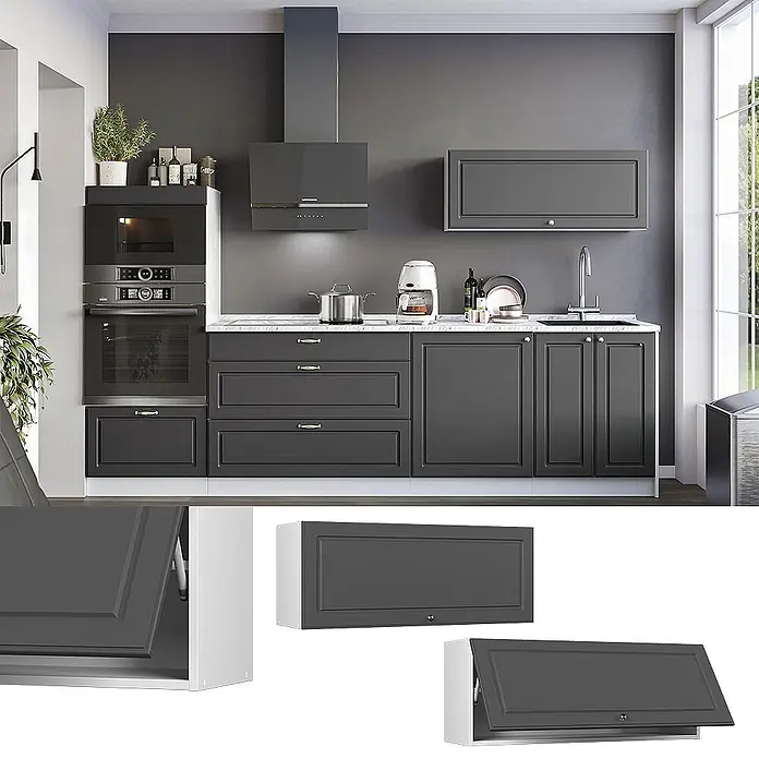 Hängeschrank Fame-Line 100 cm Anthrazit-Gold Landhaus Art.-Nr. 61559 - 