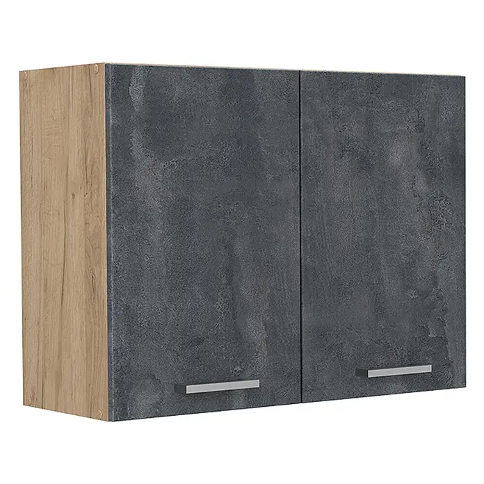 Küchenglasschrank R-Line 80 cm Schwarz Beton Art.-Nr. 71482 - 