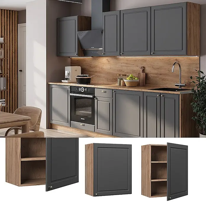 Hängeschrank Fame-Line 60 cm Anthrazit-Gold Landhaus Art.-Nr. 62851 - 