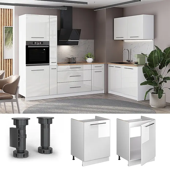 Spülenunterschrank Fame-Line 60 cm Weiß Hochglanz Art.-Nr. 62209 - 