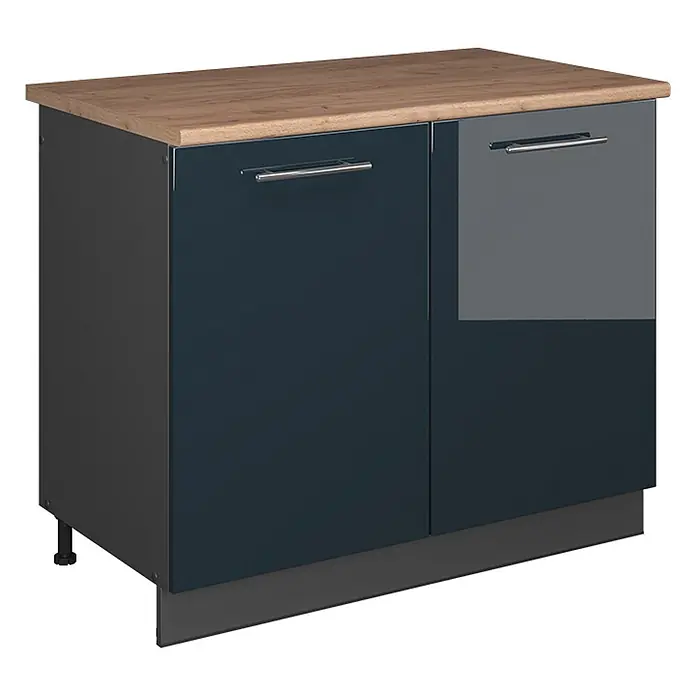 Spülenunterschrank Fame-Line 100 cm Dunkelblau Hochglanz Art.-Nr. 61942 - 
