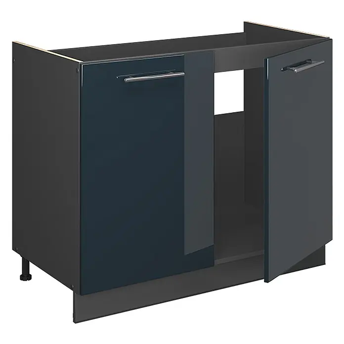 Spülenunterschrank Fame-Line 100 cm Dunkelblau Hochglanz Art.-Nr. 61600 - 