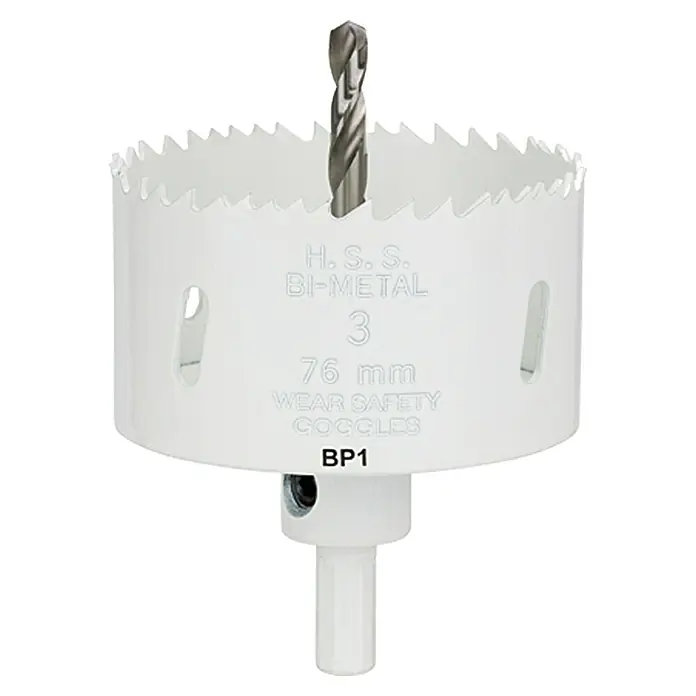 Craftomat Lochsäge - 76 mm, Stahl, Durchmesser Schaft: 10 mm HEX - Eine 76-mm-Lochsäge mit H.S.S.-Bi-Metall-Konstruktion und Sägezähnen für saubere Schnitte in verschiedene Materialien.