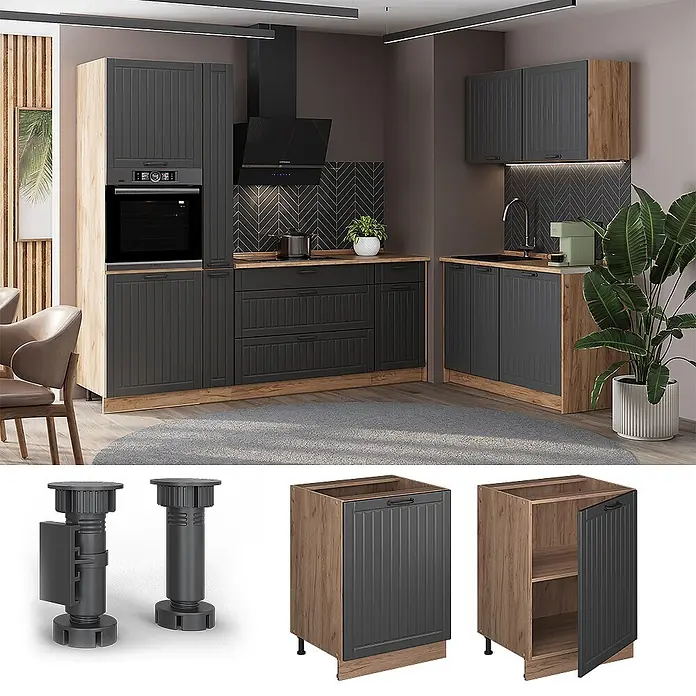 Küchenunterschrank Fame-Line 60 cm Dunkelgrau Art.-Nr. 65189 - 