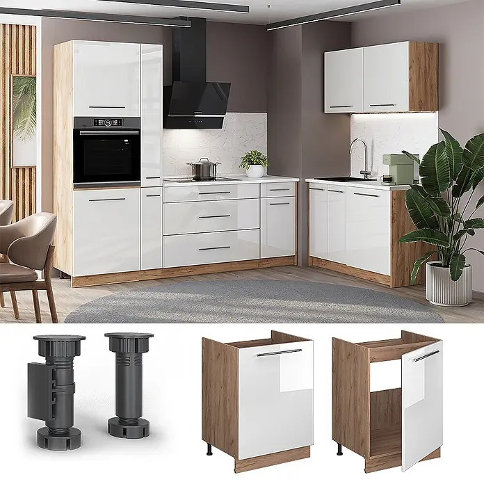 Spülenunterschrank Fame-Line 60 cm Weiß Hochglanz Art.-Nr. 63402 - 