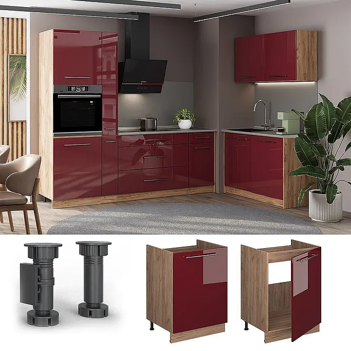 Spülenunterschrank Fame-Line 60 cm Bordeaux Hochglanz Art.-Nr. 63379 - 