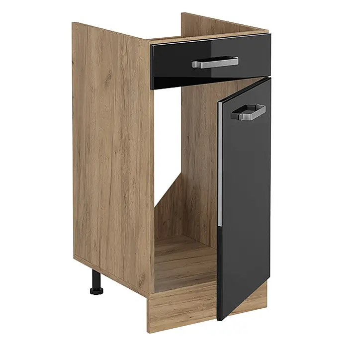 Küchenunterschrank R-Line 40 cm Schwarz Hochglanz Art.-Nr. 61171 - 