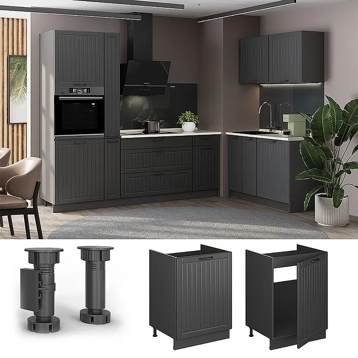 Spülenunterschrank Fame-Line 60 cm Dunkelgrau Art.-Nr. 63421 - 
