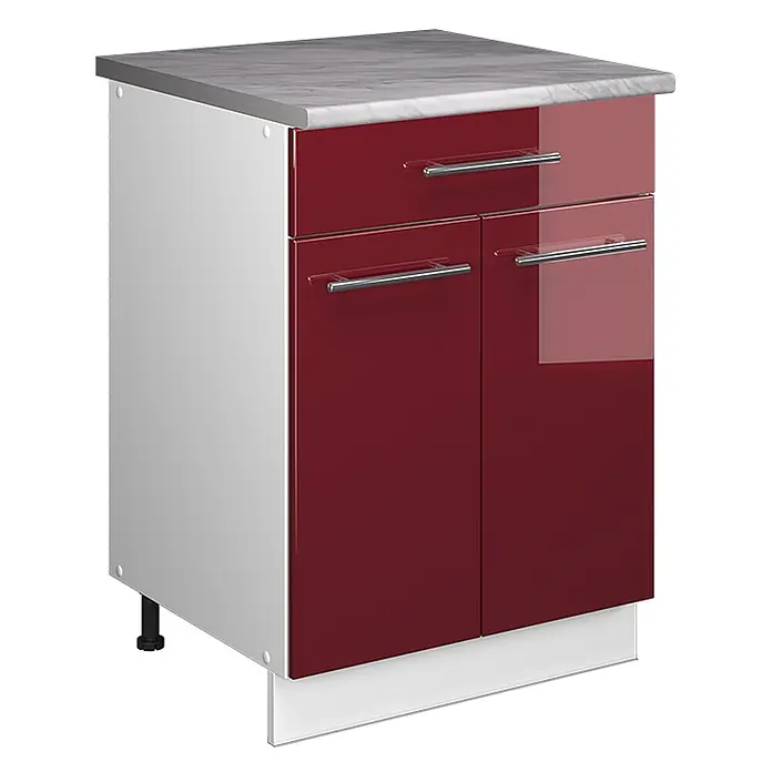 Küchenunterschrank Fame-Line 60 cm Bordeaux Hochglanz Art.-Nr. 60955 - 