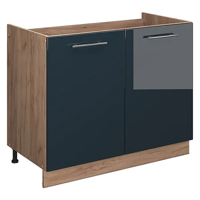Spülenunterschrank Fame-Line 100 cm Dunkelblau Hochglanz Art.-Nr. 61609 - 