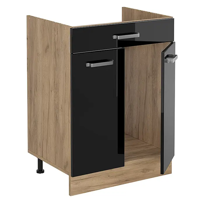 Küchenunterschrank R-Line 60 cm Schwarz Hochglanz Art.-Nr. 61221 - 