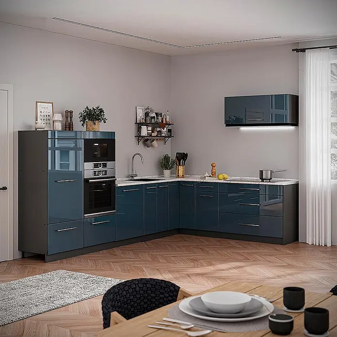 Hängeschrank Fame-Line 100 cm Dunkelblau Hochglanz Art.-Nr. 61573 - 