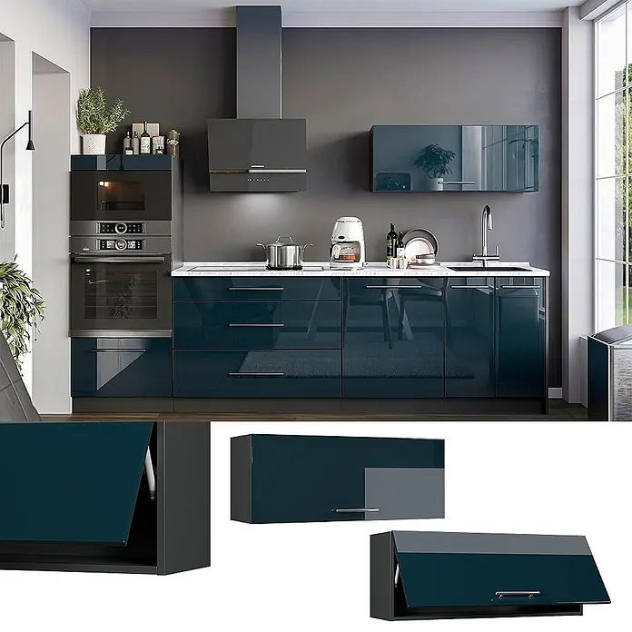 Hängeschrank Fame-Line 100 cm Dunkelblau Hochglanz Art.-Nr. 61573 - 