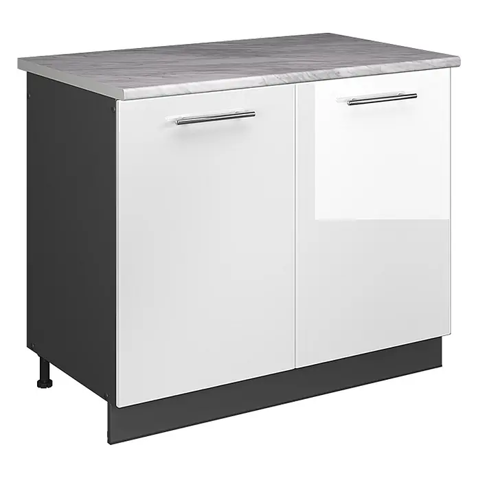 Spülenunterschrank Fame-Line 100 cm Weiß Hochglanz Art.-Nr. 61949 - 