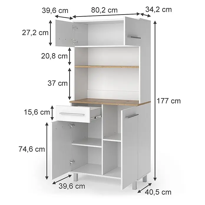 Küchenbuffet Pure 80.2 cm Weiß Art.-Nr. 59915 - 
