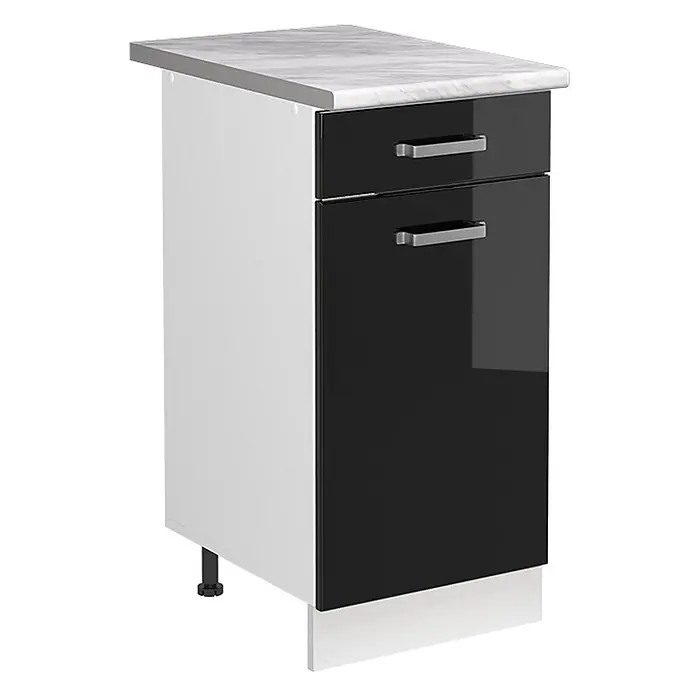 Spülenunterschrank R-Line 40 cm Schwarz Hochglanz Art.-Nr. 72894 - 