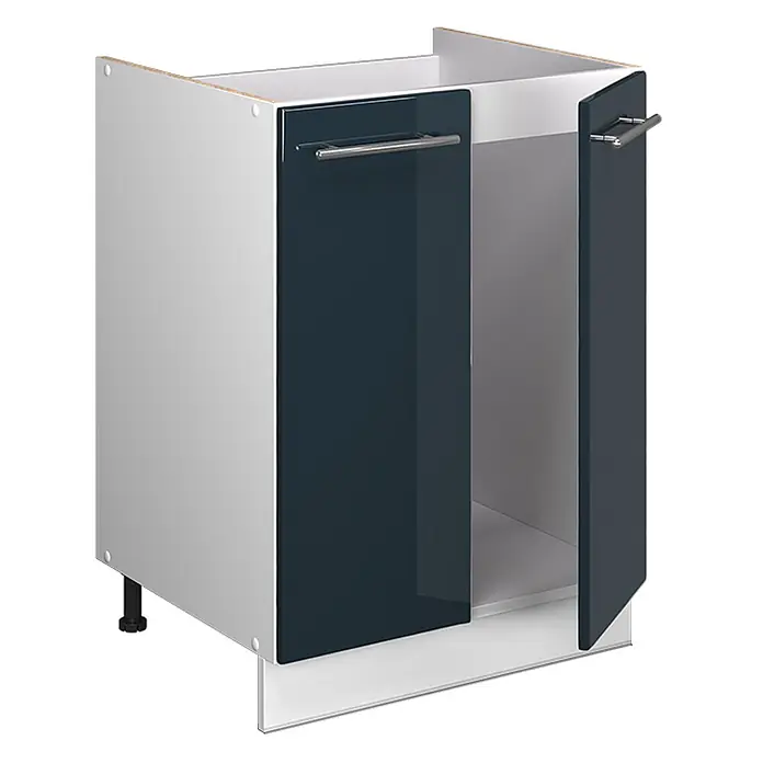 Spülenunterschrank Fame-Line 60 cm Dunkelblau Hochglanz Art.-Nr. 65098 - 