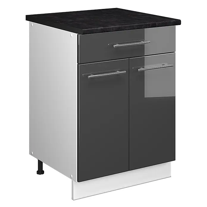 Küchenunterschrank Fame-Line 60 cm Anthrazit Hochglanz Art.-Nr. 60949 - 