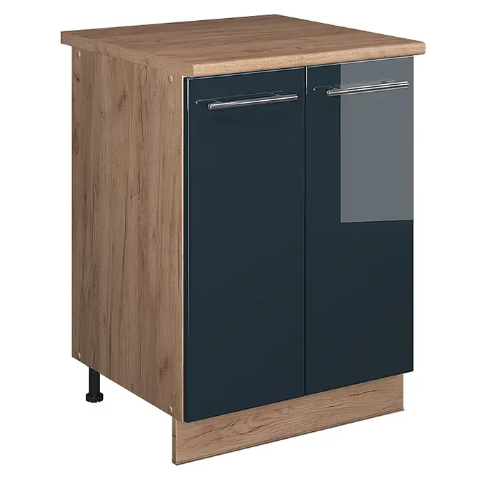 Spülenunterschrank Fame-Line 60 cm Dunkelblau Hochglanz Art.-Nr. 65243 - 