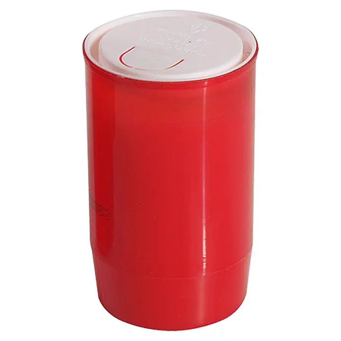 Grablicht - Ø x H: 6 x 9,5 cm, Rot - Rote Pillendose mit weißem Deckel. Ideal für die diskrete Aufbewahrung und den Transport von Medikamenten oder kleinen Gegenständen.