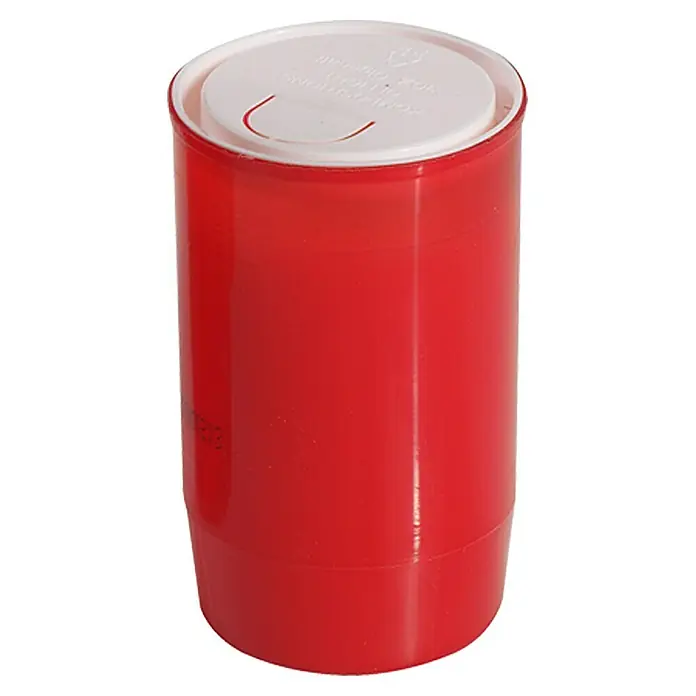 Grablicht - Ø x H: 6 x 9,5 cm, Rot - Rote Pillendose mit weißem Deckel. Ideal für die diskrete Aufbewahrung und den Transport von Medikamenten oder kleinen Gegenständen.