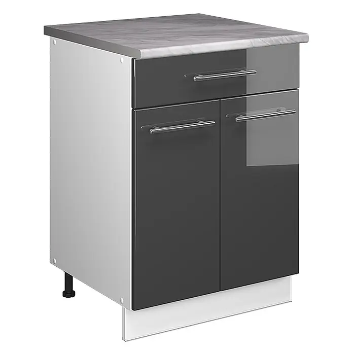 Küchenunterschrank Fame-Line 60 cm Anthrazit Hochglanz Art.-Nr. 60951 - 